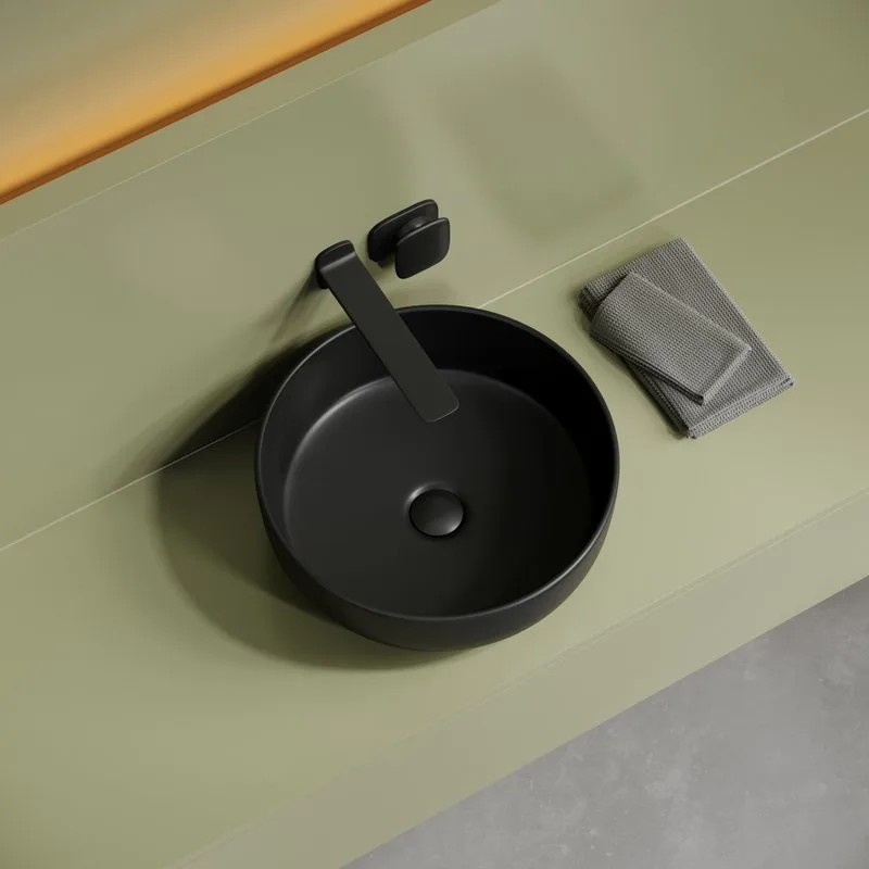 Накладная раковина Ceramicanova Taycan CN12003MB 37х37 матовая черная Sancos — официальный сайт