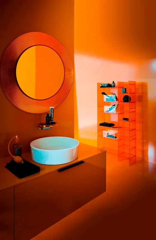 Зеркало круглое Laufen Kartell by Laufen 80 оранжевое, с подсветкой Sancos — официальный сайт