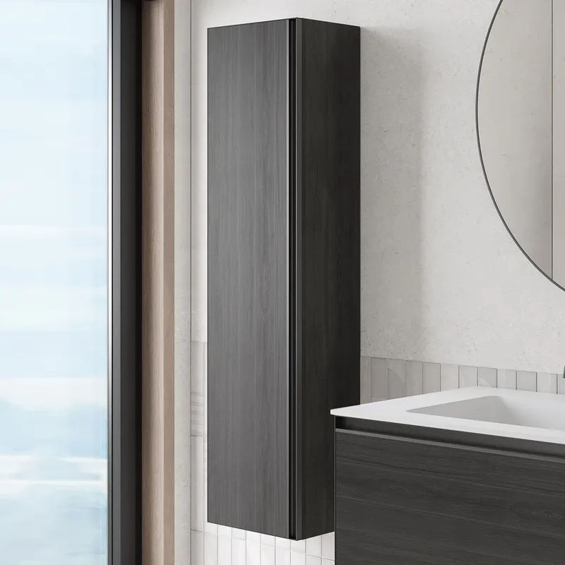 Шкаф-пенал для ванной Armadi Art Quatro oak anthracite, профиль anthracite Sancos — официальный сайт