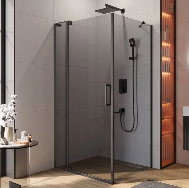Душевой уголок Cezares Slider AH 1 90-90/100 Grigio Nero профиль черный, стекло серое Sancos — официальный сайт