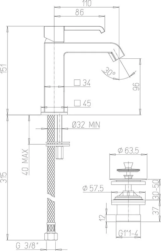 Смеситель для раковины Paini Q 19CR211ESR Sancos — официальный сайт