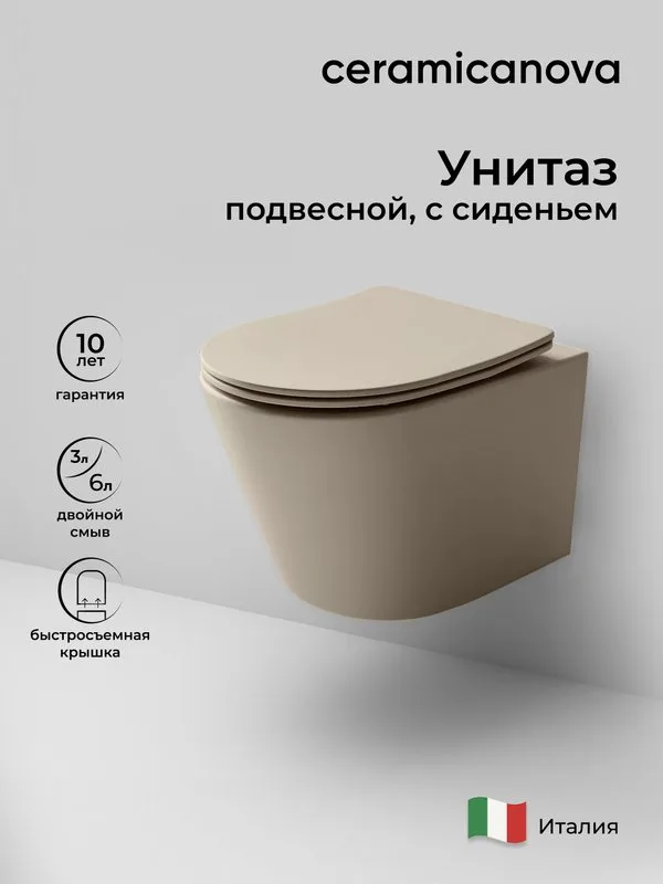 Унитаз подвесной Ceramicanova Balearica Rimless CN6000MC Sancos — официальный сайт