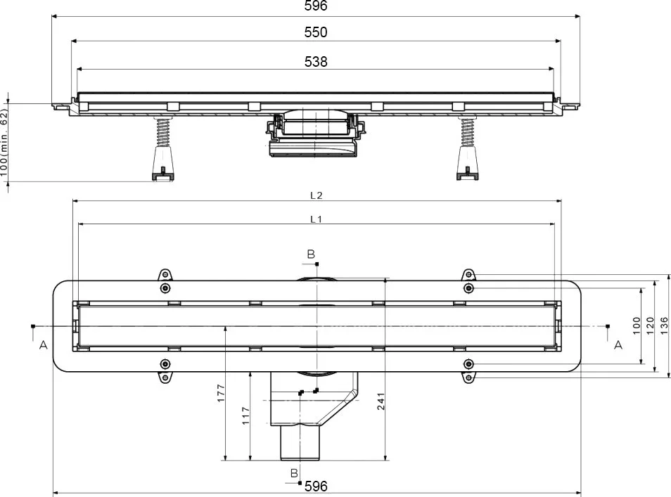 Душевой трап (лоток) Pestan Confluo Frameless Line 550 черный матовый Sancos — официальный сайт