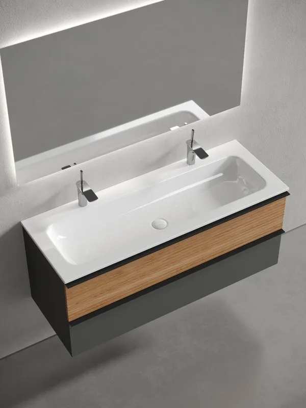 Тумба с раковиной Sancos Delta 120 дуб красный, графит, раковина CN7016 Sancos — официальный сайт