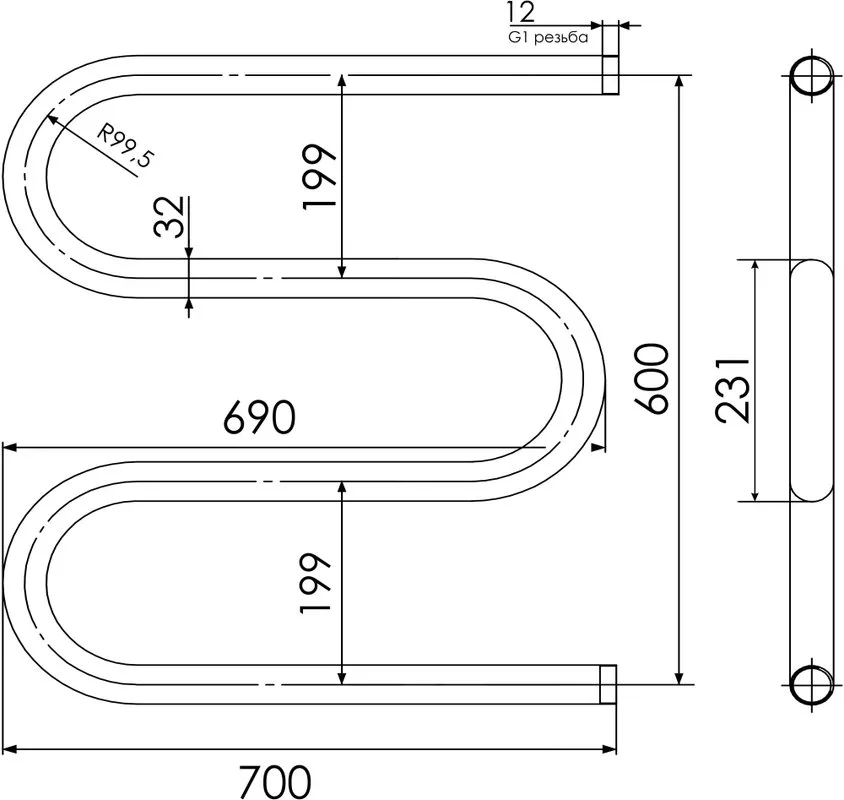 Полотенцесушитель водяной Indigo M MW60-70 Sancos — официальный сайт