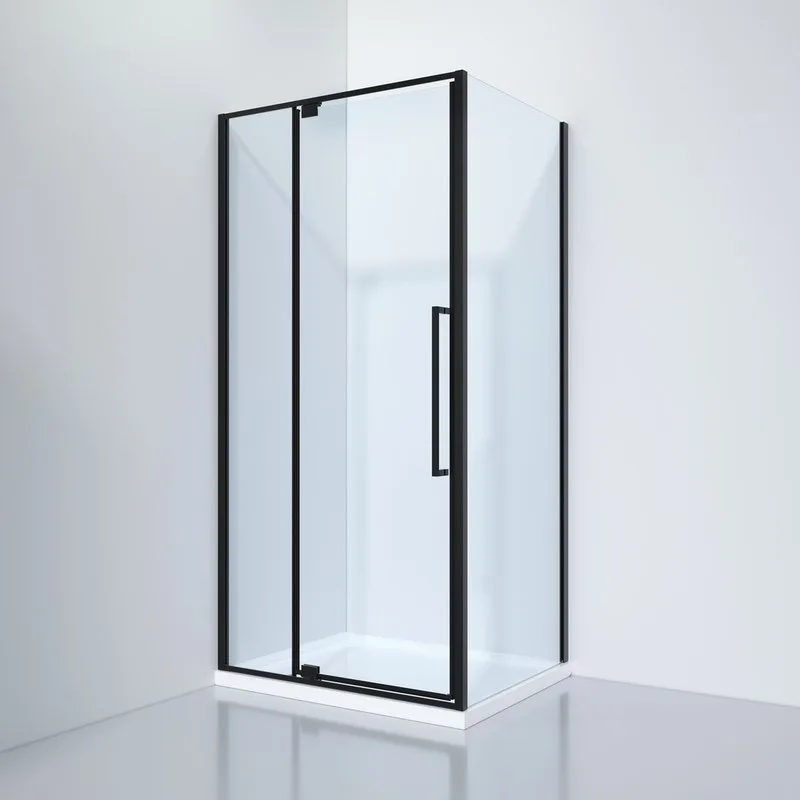 Душевой уголок Black&White Stellar Wind S818 BC 100х80, профиль черный матовый, стекло прозрачное Sancos — официальный сайт
