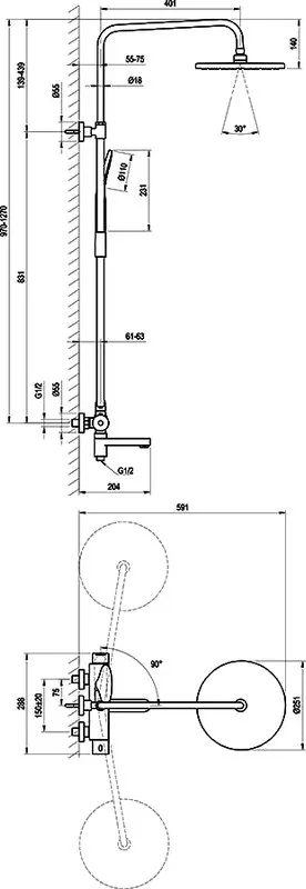 Душевая стойка Ravak Termo DS 092.00 Sancos — официальный сайт