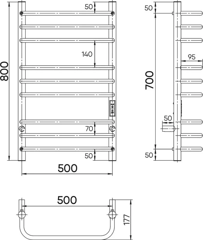 Полотенцесушитель электрический Indigo Brace LCBLE80-50BRRt черный муар Sancos — официальный сайт