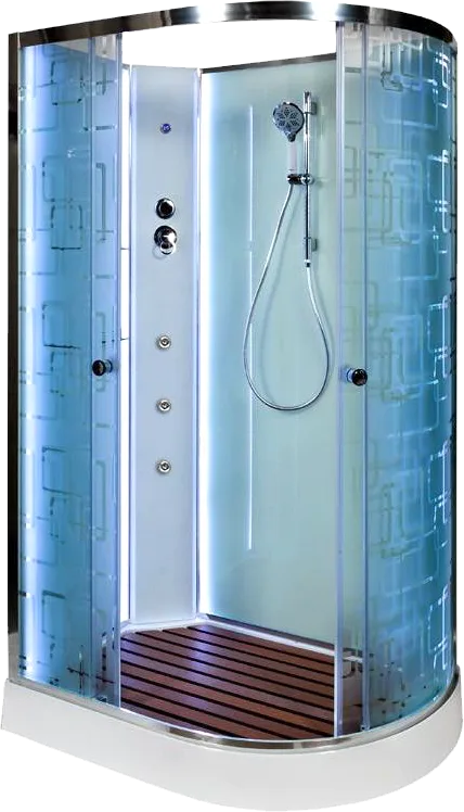Душевая кабина DTO EM1511LN 110х80, LED с гидромассажем, профиль хром, стекло матовое с узором Sancos — официальный сайт