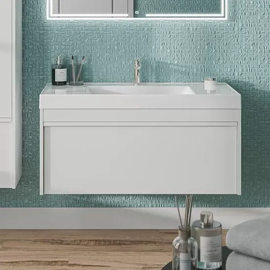 Тумба под раковину без столешницы KERAMA MARAZZI Modula 100 подвесная, глянцевая белая Sancos — официальный сайт