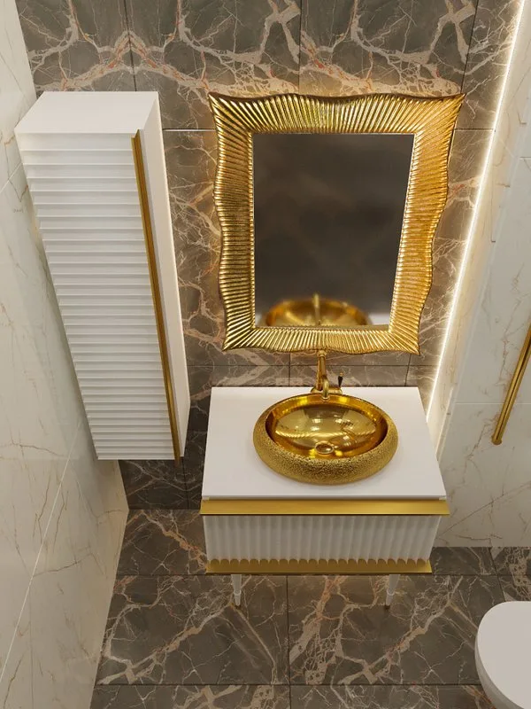 Тумба под раковину без столешницы Armadi Art Vallessi Avangarde 80 белая, золото Sancos — официальный сайт