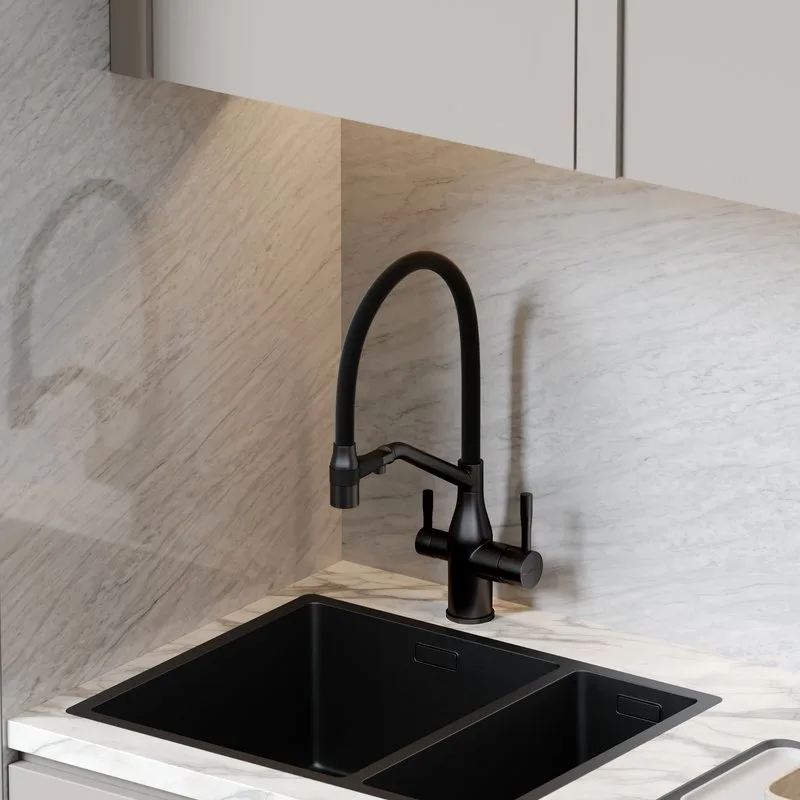 Смеситель для кухни Sancos Orta SC4008MB с гибким изливом, черный матовый Sancos — официальный сайт