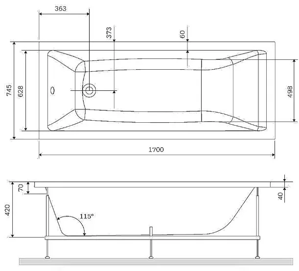 Акриловая ванна AM.PM Gem W93A-170-075W-A без опоры 170x75 см, пристенная, белая Sancos — официальный сайт