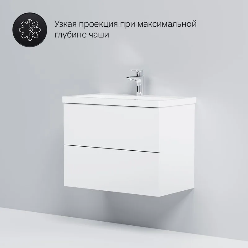 Тумба под раковину без столешницы AM.PM Gem 75 подвесная, белый глянец, с 2 ящиками Sancos — официальный сайт