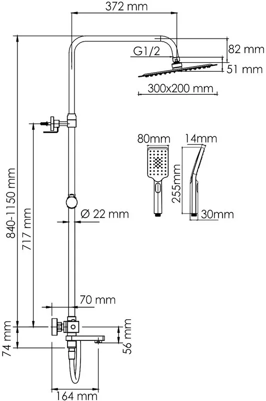 Душевая стойка Wasserkraft Aller A199.069.126.087.CH Thermo, хром Sancos — официальный сайт