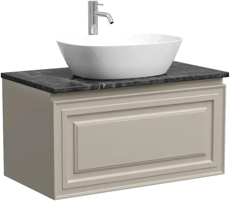 Тумба с раковиной Sancos Very 80 см, beige soft, столешница черный мрамор, раковина CN5005 Sancos — официальный сайт