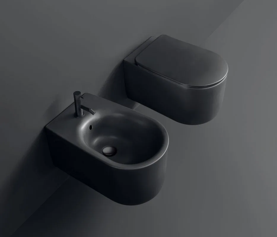 Унитаз подвесной Kerasan Nolita 539131 531431 с микролифтом, безободковый, матовый черный Sancos — официальный сайт