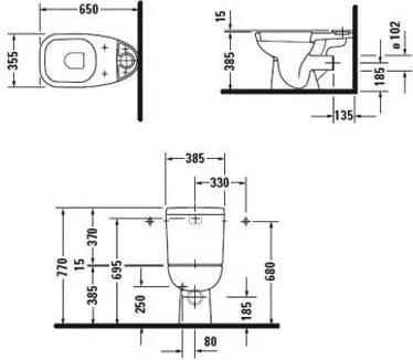 Унитаз-компакт напольный Duravit D-code 21110900002 сиденье 0067310000, петли хром Sancos — официальный сайт