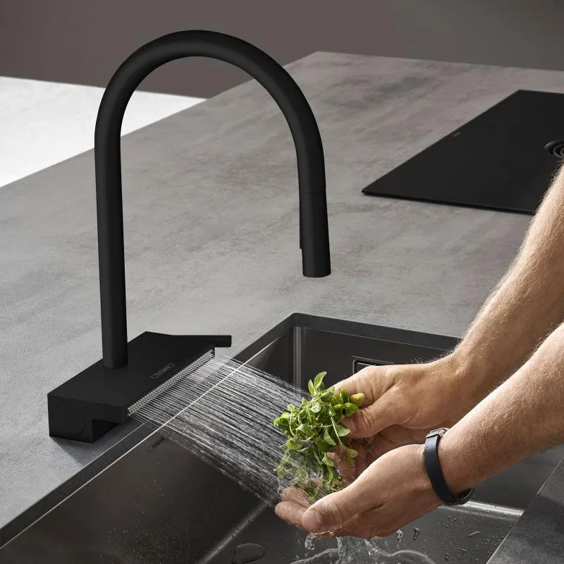 Смеситель для кухни Hansgrohe Aquno Select M81 73831670 матовый черный Sancos — официальный сайт