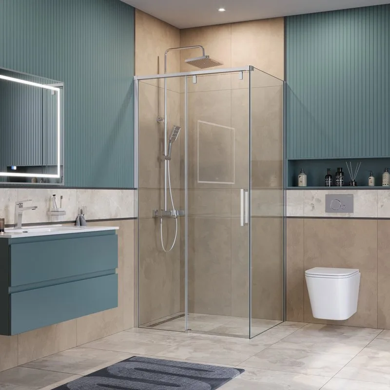 Душевой уголок BelBagno Soft Close-1 AH-1-100/90-C-Cr профиль хром Sancos — официальный сайт
