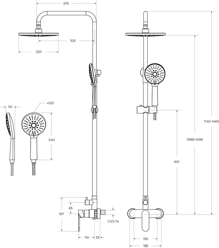 Душевая стойка Cezares Stylus STYLUS-CD-IN, со смесителем, сатин Sancos — официальный сайт
