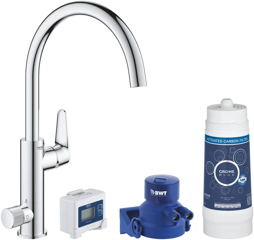 Смеситель для кухни Grohe Blue Pure BauCurve 30385000, с фильтром Sancos — официальный сайт