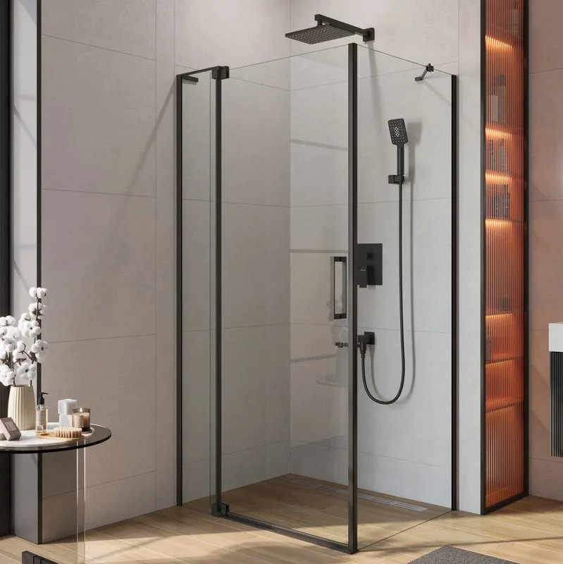 Душевой уголок Cezares Slider AH 1 80-90/100 C Nero профиль черный, стекло прозрачное Sancos — официальный сайт
