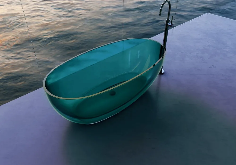 Акриловая ванна Abber Kristall AT9703 Aquamarin 170x75 см, отдельностоящая, бирюзовая, овальная, с д Sancos — официальный сайт
