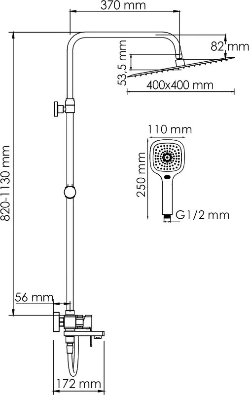 Душевая стойка Wasserkraft Aller A177.119.065.087.CH, хром Sancos — официальный сайт
