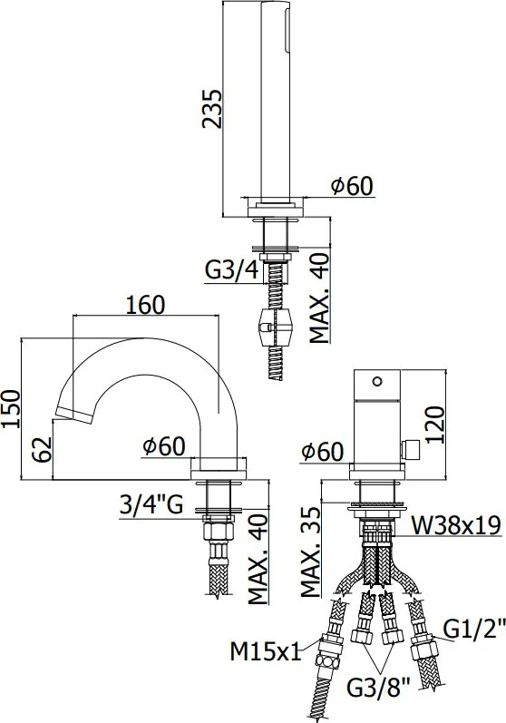 Смеситель на борт ванны Paffoni Light LIG040LCR, хром Sancos — официальный сайт