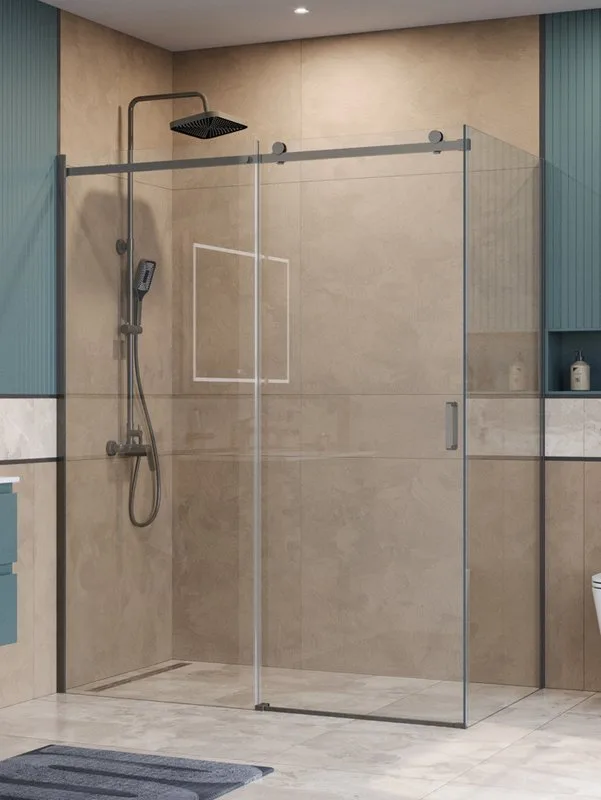 Душевой уголок BelBagno Soft Close-2 AH-1-160/100-C-GM профиль оружейная сталь Sancos — официальный сайт