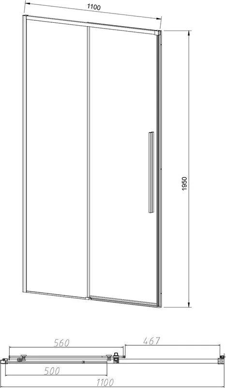 Душевая дверь в нишу Vincea Slim-N VDS-4SN110CLB 110 см, профиль черный Sancos — официальный сайт
