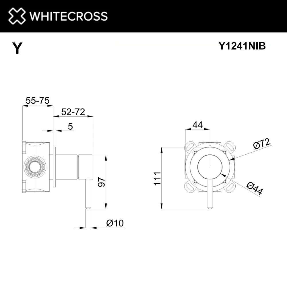 Встраиваемый смеситель WHITECROSS Y Y1241NIB для душа С ВНУТРЕННЕЙ ЧАСТЬЮ, брашированный никель Sancos — официальный сайт