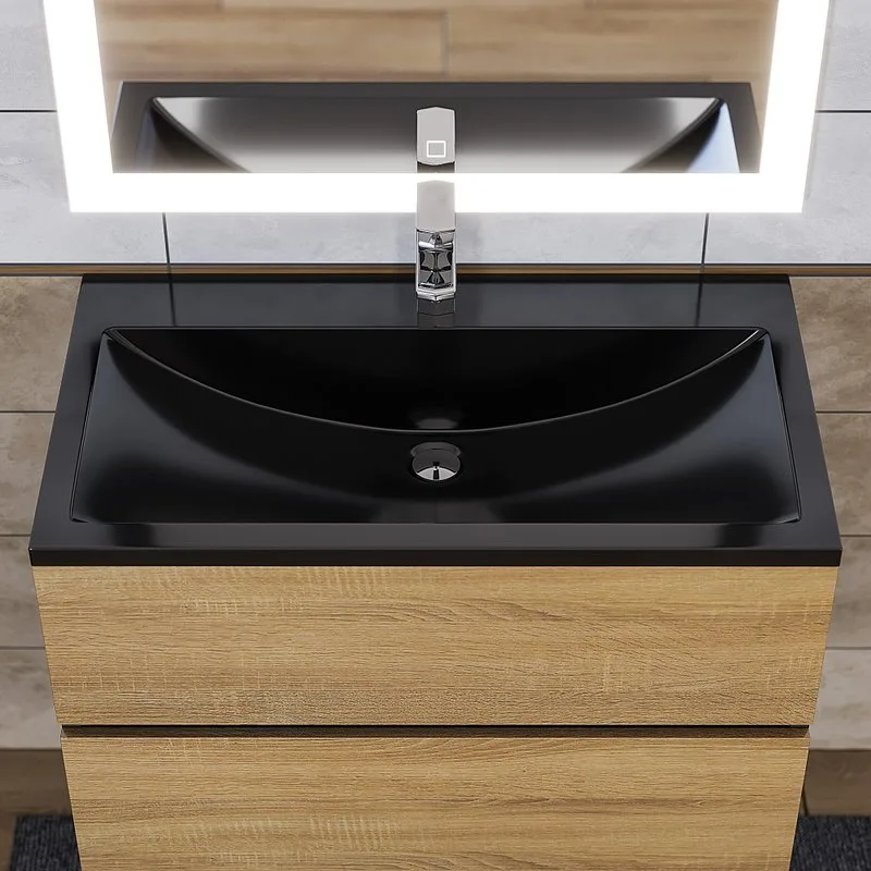 Мебельная раковина Uperwood Self 80 черный глянец Sancos — официальный сайт