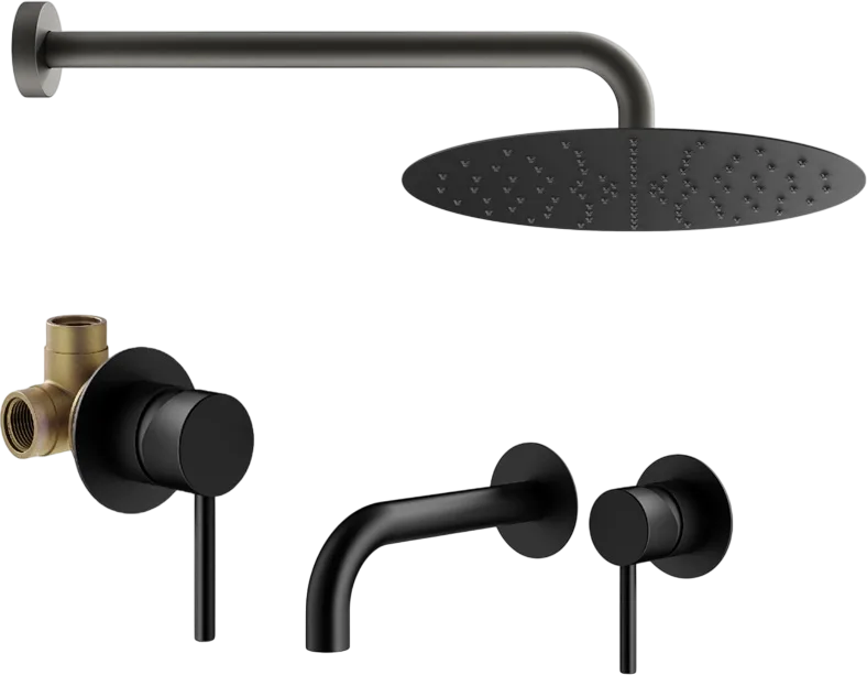 Комплект для ванной Plumberia Selection Ixo KITXO01NO210 С ВНУТРЕННЕЙ ЧАСТЬЮ, черный матовый Sancos — официальный сайт