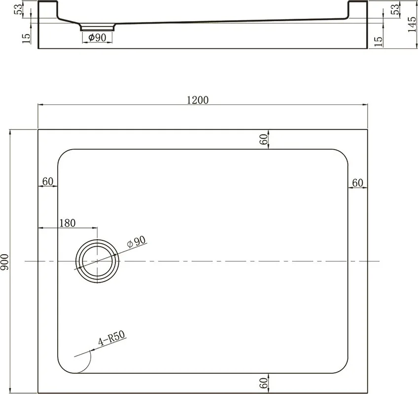Поддон для душа Veconi Tezeo acrylic TZ-54B 120x90, черный Sancos — официальный сайт