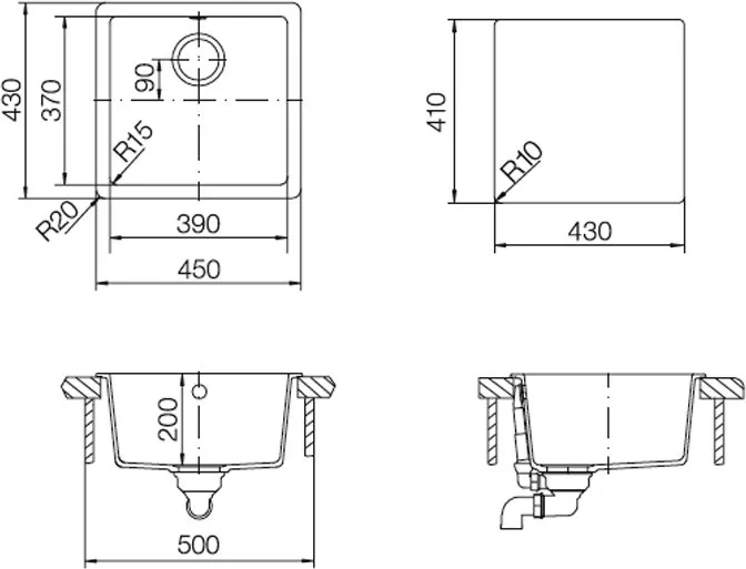 Мойка кухонная Schock Quadro 50 Cristalite альпина Sancos — официальный сайт