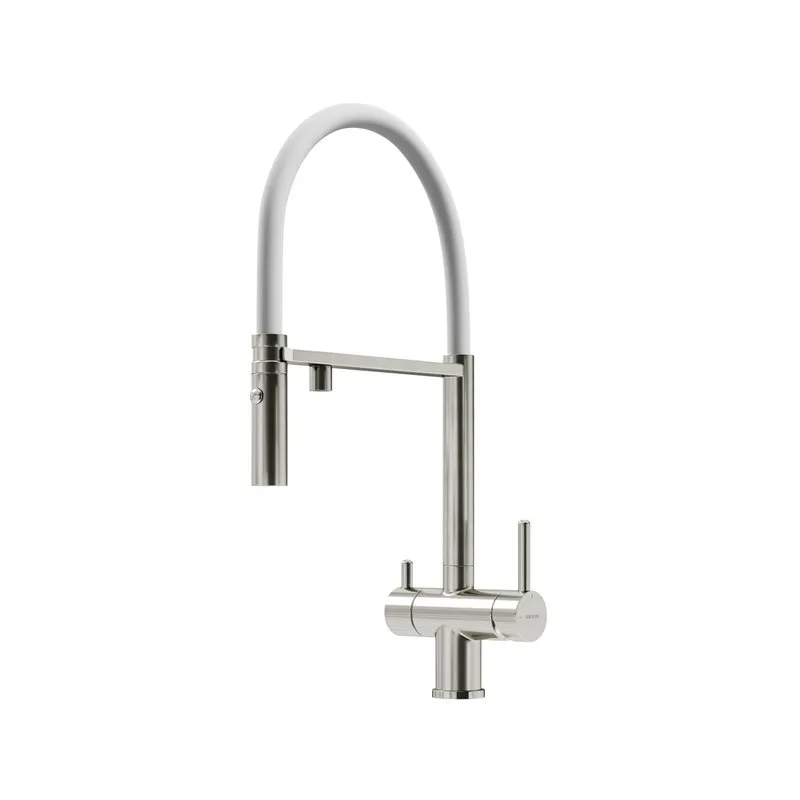 Смеситель для кухни гибкий с фильтром для питьевой воды SC4010BNwh, брашированный никель, матовый бе Sancos — официальный сайт