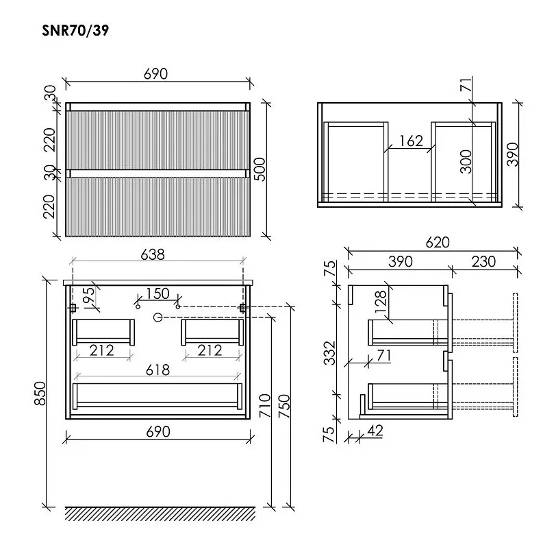 Тумба под раковину Sancos Snob R 70 подвесная Doha soft (пыльная роза), SNR70/39SM Sancos — официальный сайт