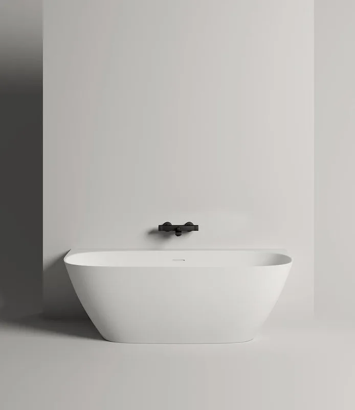 Ванна из искусственного камня Salini Sofia Wall S-Sense 180x85 см, пристенная, белая, со сливом-пере Sancos — официальный сайт