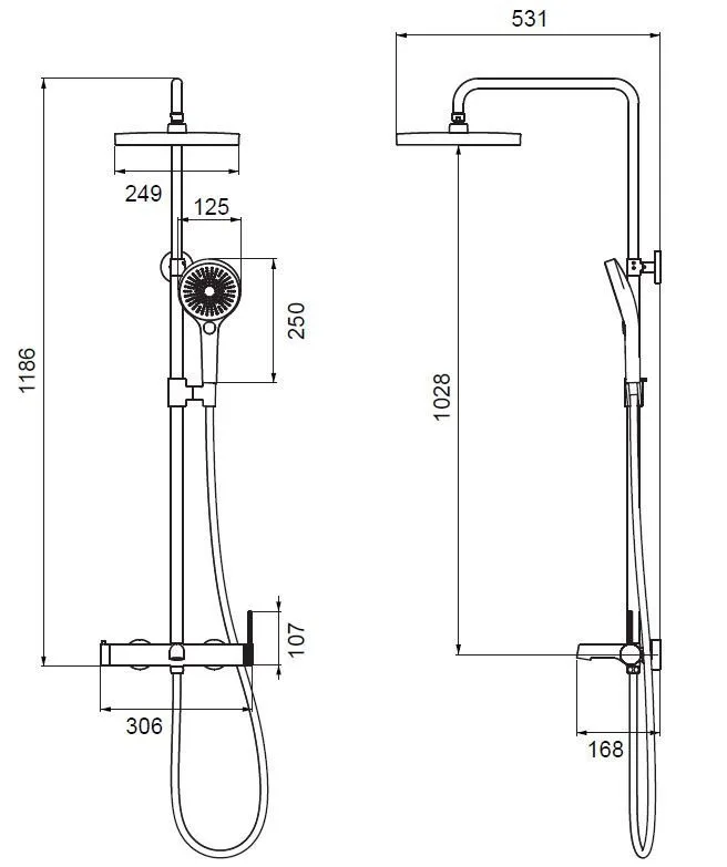 Душевая стойка Vincea Rim VSFS-2RM1CH с изливом, хром Sancos — официальный сайт