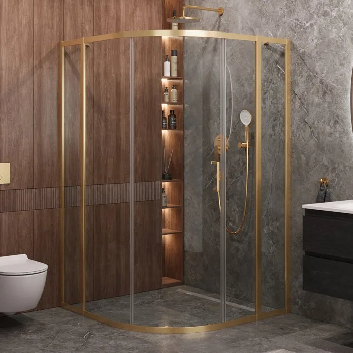 Душевой уголок Cezares Molveno R 11 90+20 C BORO IV 110х110 см, профиль брашированное золото, стекло Sancos — официальный сайт