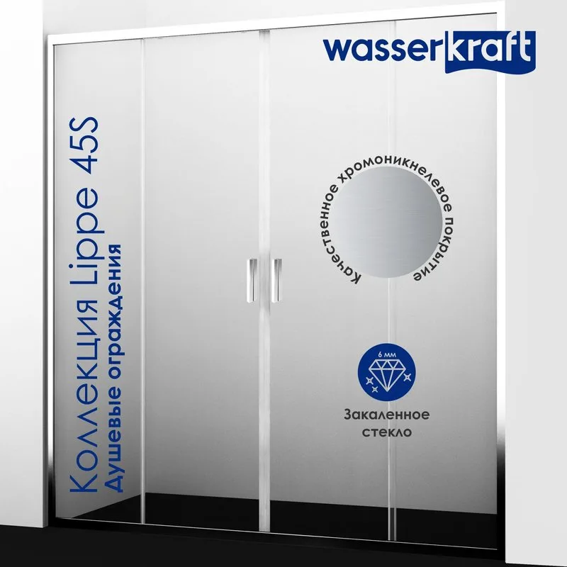 Душевая дверь в нишу Wasserkraft Lippe 45S45 160 см Sancos — официальный сайт
