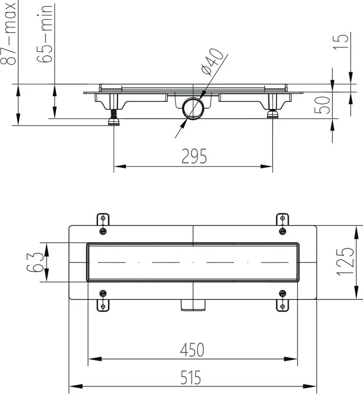 Душевой трап (лоток) MCH Chudej Line CH450LC, 45 см, матовый черный Sancos — официальный сайт