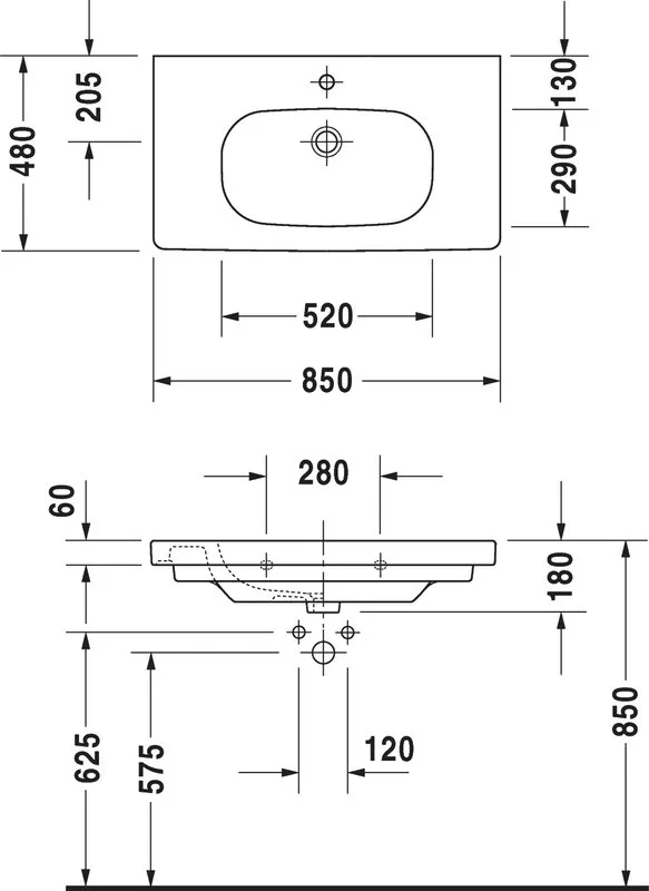 Мебельная раковина Duravit D-code 03428500002 Sancos — официальный сайт