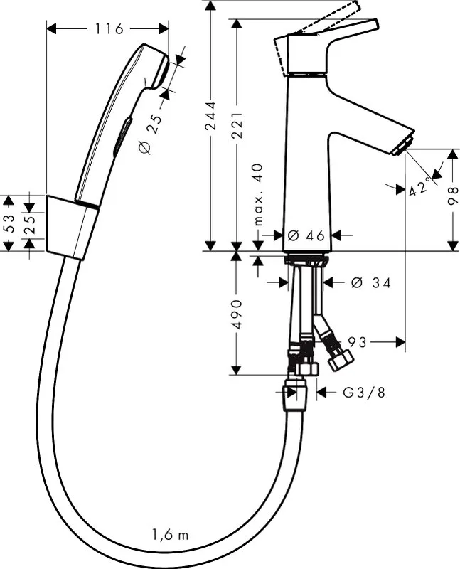 Смеситель для раковины Hansgrohe Talis S 72290000 с гигиеническим душем, хром Sancos — официальный сайт