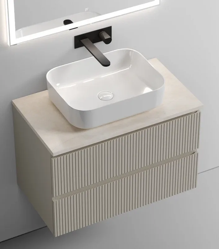Тумба с раковиной Sancos Snob T 80 см, beige soft, столешница бежевая, раковина CN6011 Sancos — официальный сайт