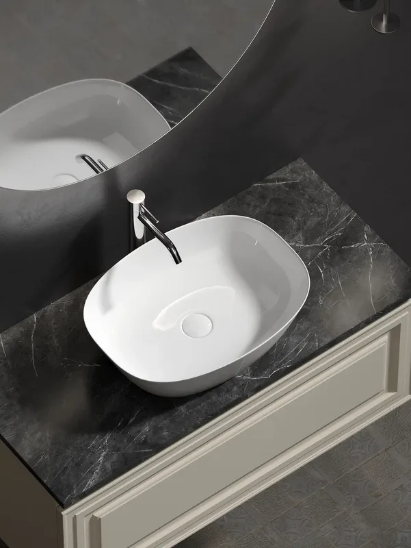 Тумба с раковиной Sancos Very 100 см, beige soft, столешница черный мрамор, раковина CN5005 Sancos — официальный сайт