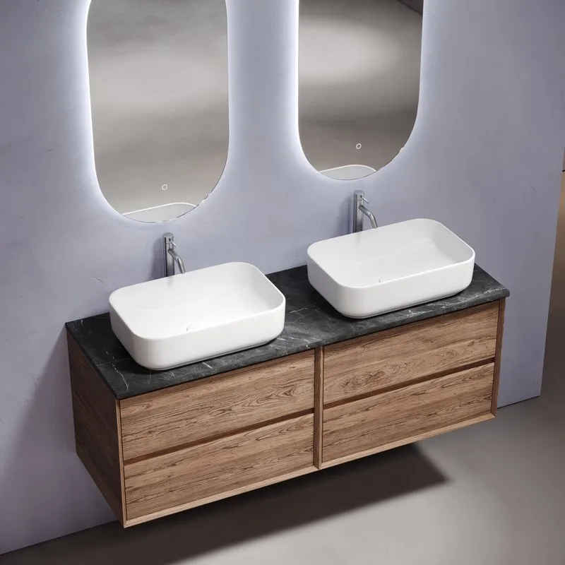 Тумба с раковиной Sancos Marmi 2.0 140 дуб чарльстон, столешница черный мрамор TT140A1X, раковина CN Sancos — официальный сайт