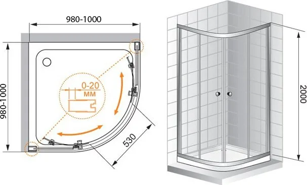 Душевой уголок Cezares Anima W R2 100 C Cr IV Sancos — официальный сайт